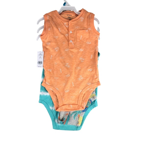 CARTER'S Baby Girls 3-Pack Sleeveless Bodysuits - Picture 2 of 8